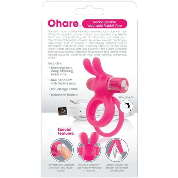 SCREAMING O - RECHARGEABLE DOUBLE RING WITH RABBIT HARE PINK 3